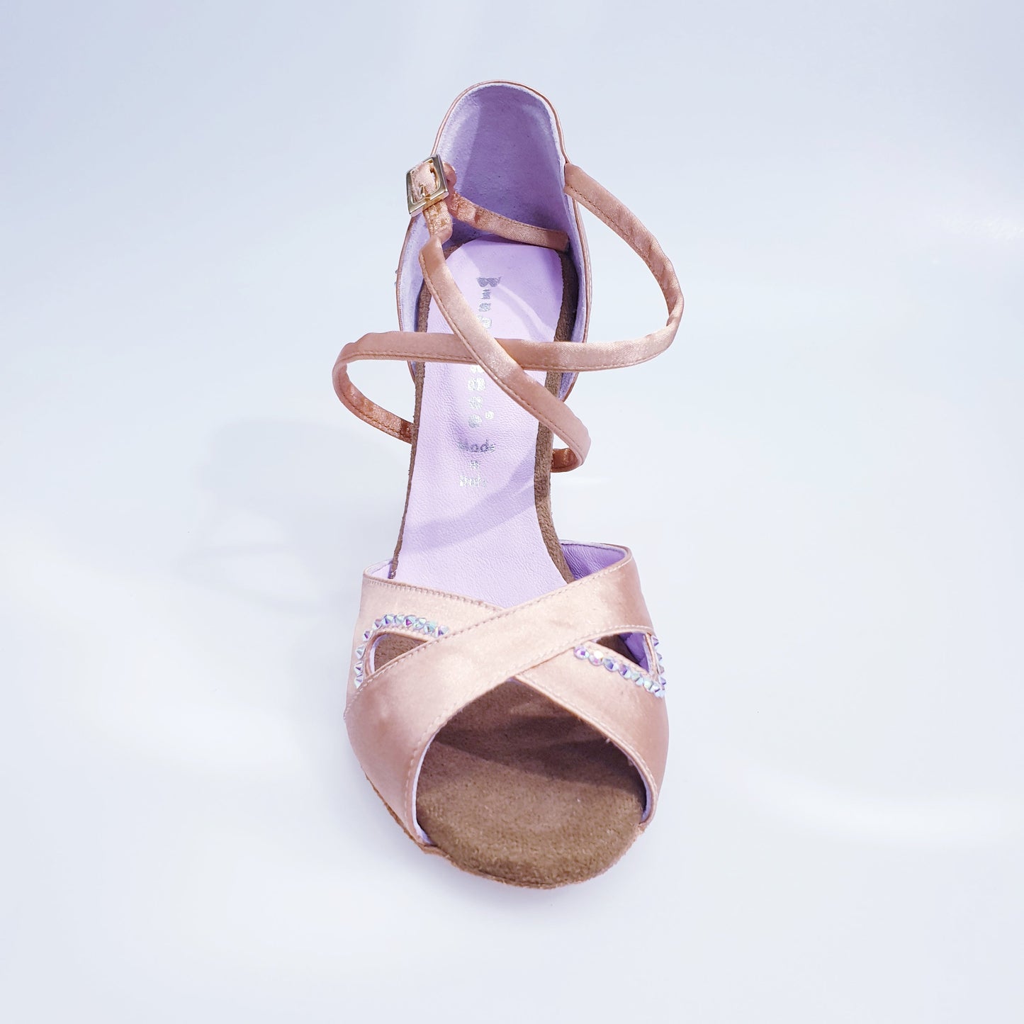 Scarpa da donna Gravity SW QC Wish Dance Shop in raso seta carne con Swarovski, cinturino incrociato e design elegante