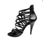 Load image into Gallery viewer, Natalia (360) - Women&#39;s High Sandal in Black Patent Leather and Black Leather Heel
