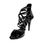 Load image into Gallery viewer, Natalia (360) - Women&#39;s High Sandal in Black Patent Leather and Black Leather Heel
