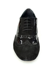 Load image into Gallery viewer, Adone (MS14) - Lace-up Dovetail Mod. Oxford Brogue Shoe in Suede and Black Patent Round Shape
