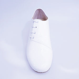 Pablo (MS19) - Men's Lace-up Shoe in White Patent Round Shape
