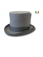 Carica immagine nella Galleria, BYRON - Cappello a Cilindro in Feltro di Pura Lana Merinos Grigio Top Quality Fascia Grigia foderato in pelle rivestita in raso  ORDINALO ANCHE SE NON IN MAGAZZINO SARA&#39; REALIZZATO PER TE
