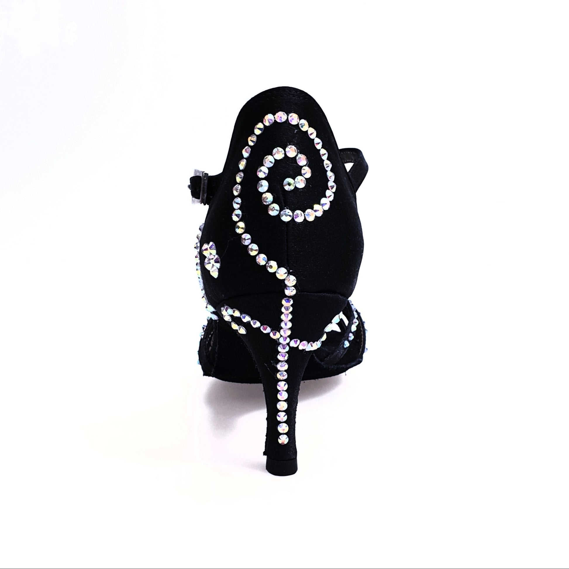 Scarpa da donna Infinity Plus (BI-Flex) in raso seta nero con Swarovski, design con bastone papale e suola extraflex da competition