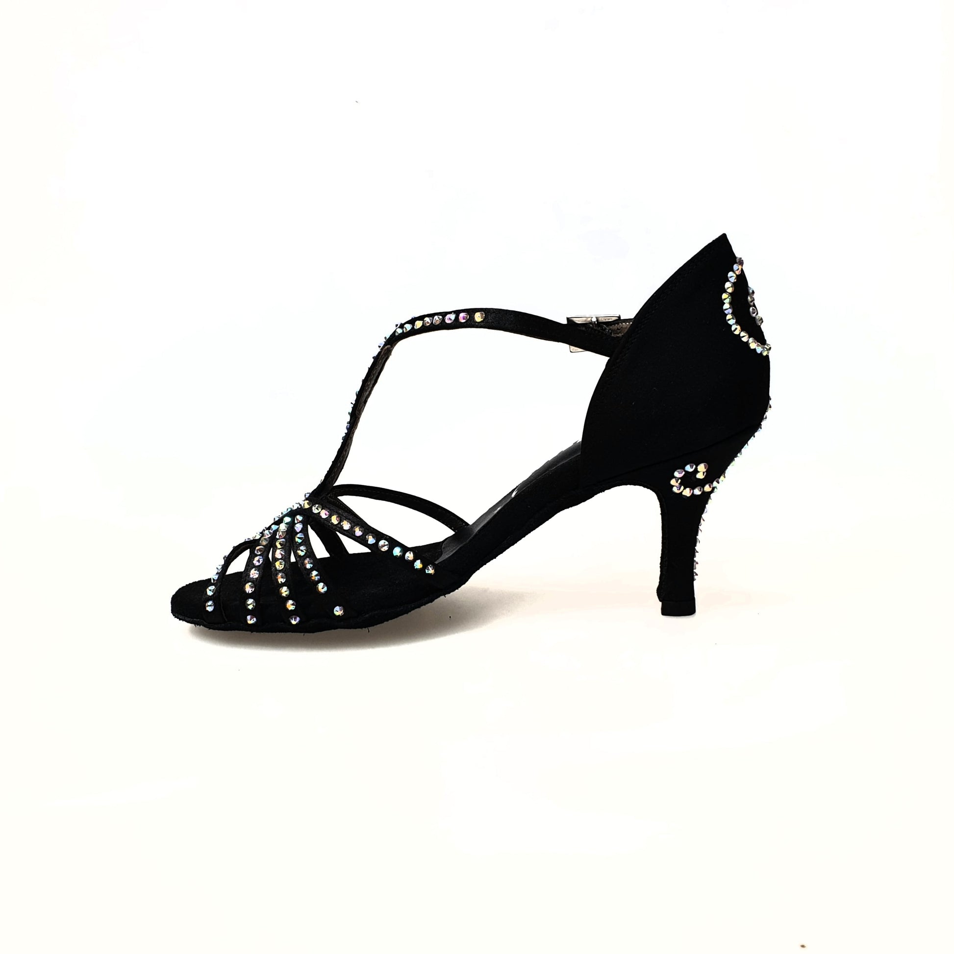 Scarpa da donna Infinity Plus (BI-Flex) in raso di seta nero con Swarovski e suola extraflex per danza.