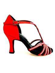 Load image into Gallery viewer, Infinity (BI-Flex) - Scarpa Da Donna in Raso Seta Rosso con Swarovski Parziali solo avanti e Fondo Extraflex Competition
