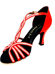 Load image into Gallery viewer, Infinity (BI-Flex) - Scarpa Da Donna in Raso Seta Rosso con Swarovski Parziali solo avanti e Fondo Extraflex Competition
