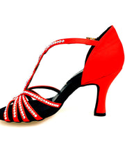 Load image into Gallery viewer, Infinity (BI-Flex) - Scarpa Da Donna in Raso Seta Rosso con Swarovski Parziali solo avanti e Fondo Extraflex Competition
