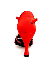 Load image into Gallery viewer, Infinity (BI-Flex) - Scarpa Da Donna in Raso Seta Rosso con Swarovski Parziali solo avanti e Fondo Extraflex Competition
