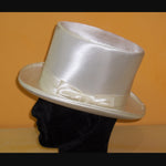 Load image into Gallery viewer, BRAD - Groom&#39;s Extra Top Quality Ivory White Silk Satin Top Hat ORDER IT EVEN IF NOT IN STOCK IT WILL BE MADE FOR YOU
