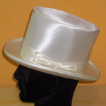 Load image into Gallery viewer, BRAD - Groom&#39;s Extra Top Quality Ivory White Silk Satin Top Hat ORDER IT EVEN IF NOT IN STOCK IT WILL BE MADE FOR YOU
