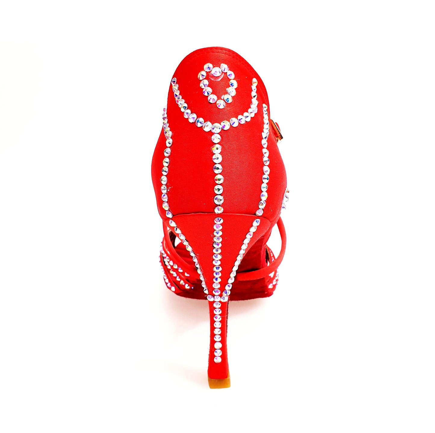 Scarpa da donna Wish Dance Shop ONDA QC Plus (BI-Flex) Marylu in raso seta rossa con cinturino incrociato e Swarovski, fondo extraflex.