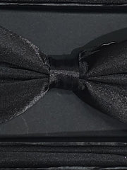 Load image into Gallery viewer, Set Papillon in Raso Seta Nero con Pochette modello Classico
