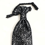 Load image into Gallery viewer, Ascot ceremony Knot ready with swarovski stone in the center color black base embroideries silver leaves
