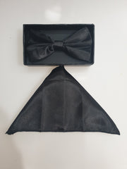 Load image into Gallery viewer, Set Papillon in Raso Seta Nero con Pochette modello Classico

