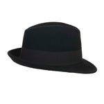 Load image into Gallery viewer, TRILBY - Cappello in Feltro Stile anni 60 Borsalino di lana Nero Fascia Nera foderato in raso nero

