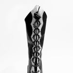 Carica immagine nella Galleria, D-3 Pairè (L/B/Jo) - Stivale in Pelle Nera Chiusura anteriore con Alamari a Stringhe con inserti in Glitter Argento
