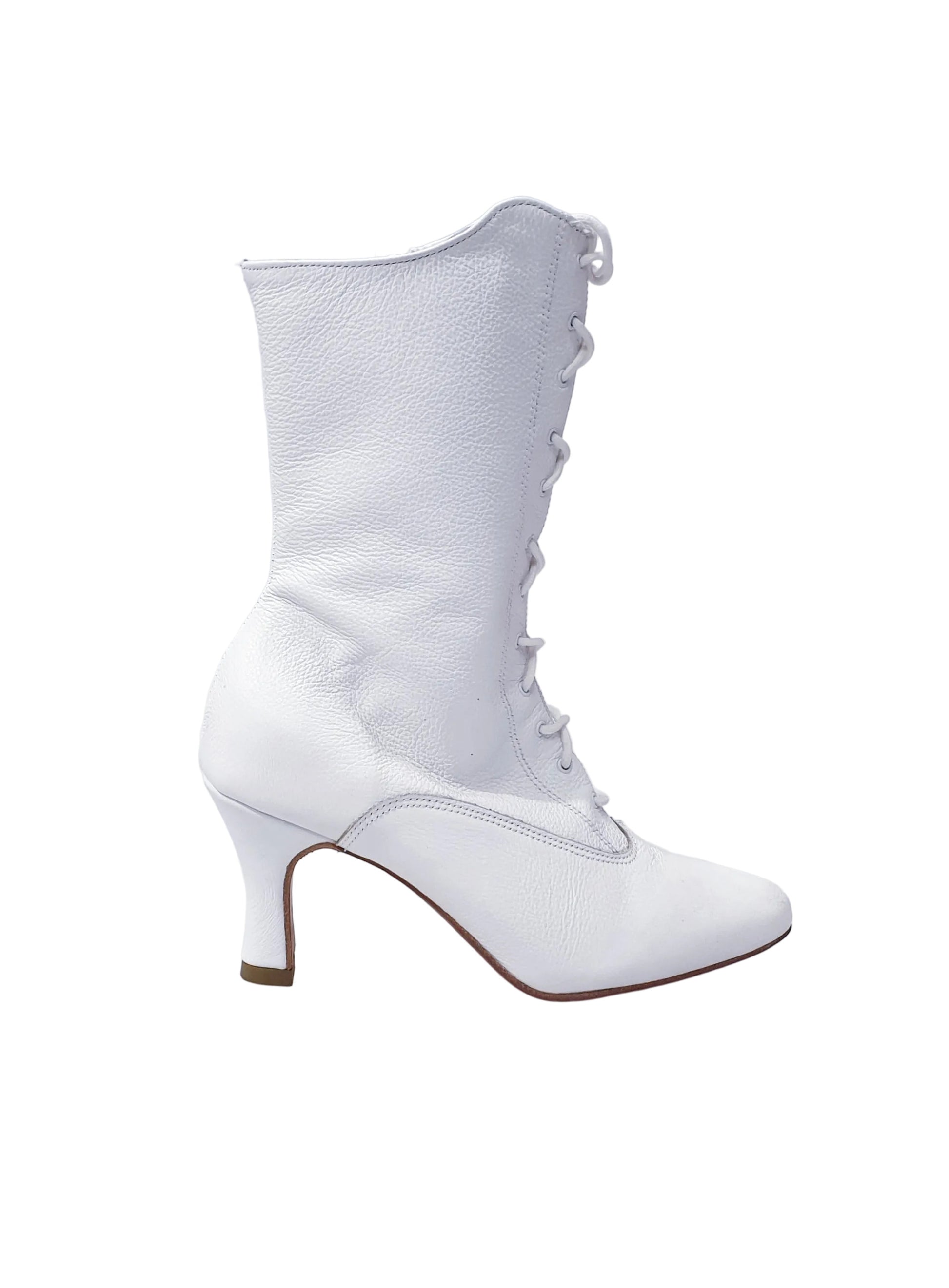 Stivali bassi Wish Dance Shop D-2 Zip 619 in pelle bianca con stringhe anteriori e zip laterale, stile elegante e moderno