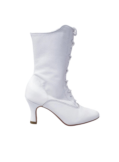 Stivali bassi Wish Dance Shop D-2 Zip 619 in pelle bianca con stringhe anteriori e zip laterale, stile elegante e moderno