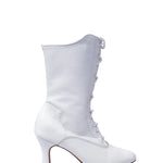Load image into Gallery viewer, D-2 Zip 619 (L / Jo / F) - Low Boot in White Leather with Laces closed on the front and Zip opening on the side
