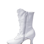 Load image into Gallery viewer, D-2 Zip 619 (L / Jo / F) - Low Boot in White Leather with Laces closed on the front and Zip opening on the side
