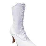 Load image into Gallery viewer, D-2 Zip 619 (L / Jo / F) - Low Boot in White Leather with Laces closed on the front and Zip opening on the side
