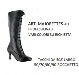 D-1 (B) High boot below the knee in Black Leather with Frog Stringa with front opening