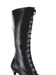 Load image into Gallery viewer, D-1 (B) High boot below the knee in Black Leather with Frog Stringa with front opening
