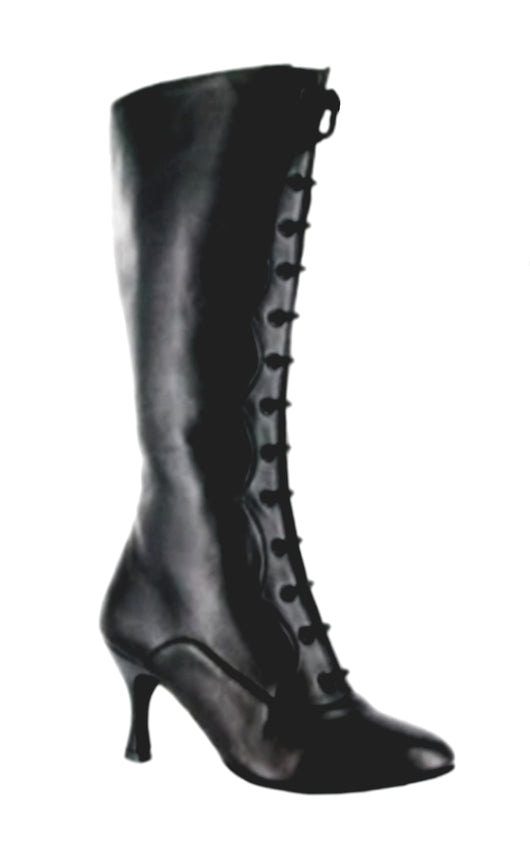 D-1 (B) High boot below the knee in Black Leather with Frog Stringa with front opening