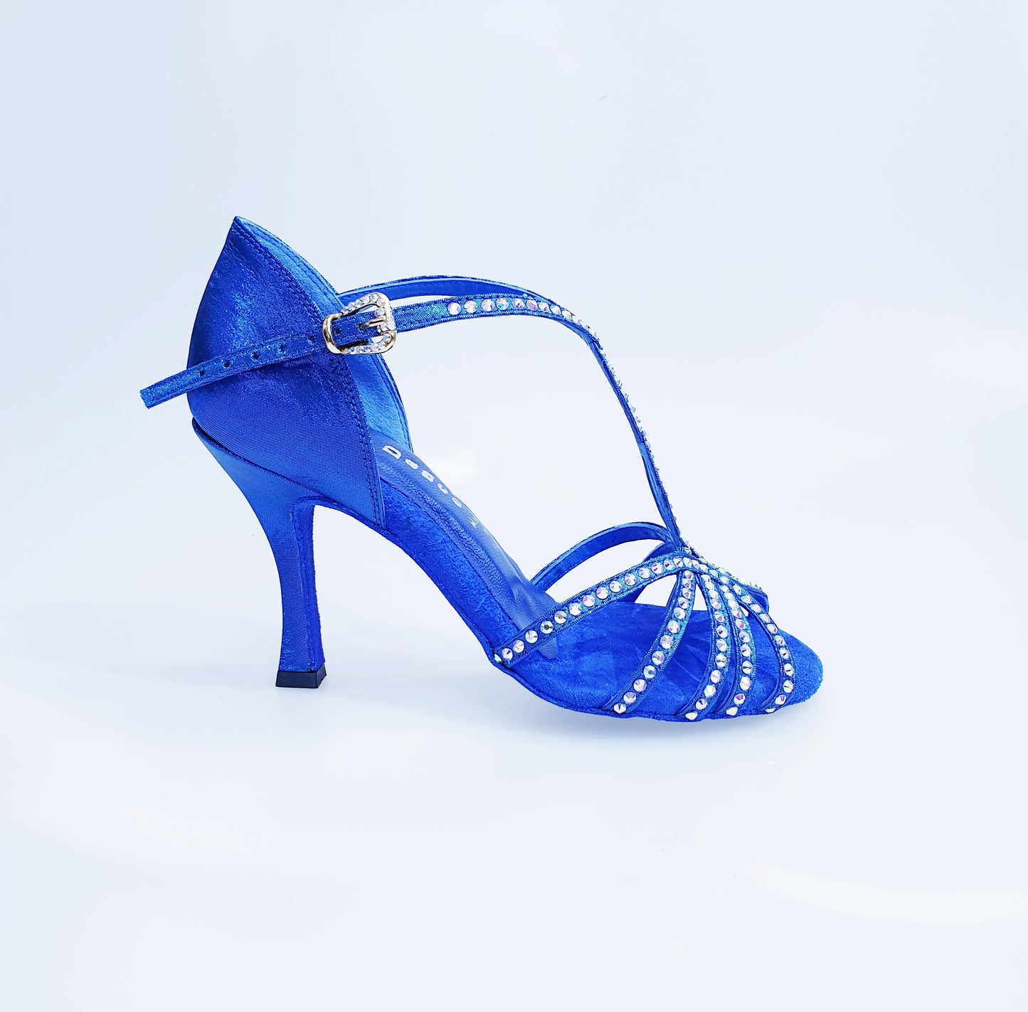 Scarpa da donna Wish Dance Shop Infinity BI-Flex in lurex blu royal e camoscio blu royal con Swarovski parziali e suola extraflex.