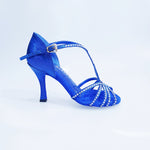 Load image into Gallery viewer, Infinity (BI-Flex) - Scarpa da Donna in Lurex Blu Royal e Camoscio Blu Royal con Swarovski Boreali Parziali solo avanti e Fondo Extraflex Competition
