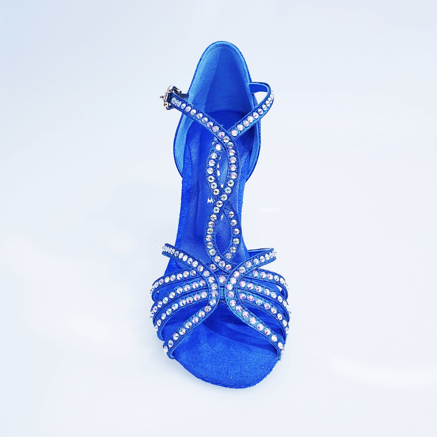 Scarpa da donna Infinity BI-Flex in lurex blu royal e camoscio con Swarovski, suola extraflex per danza e competizione.