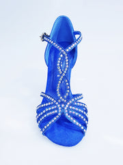 Load image into Gallery viewer, Infinity (BI-Flex) - Scarpa da Donna in Lurex Blu Royal e Camoscio Blu Royal con Swarovski Boreali Parziali solo avanti e Fondo Extraflex Competition
