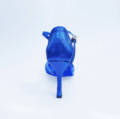 Scarpa da donna Infinity BI-Flex in lurex blu royal e camoscio blu royal con Swarovski Boreali e suola extraflex da gara
