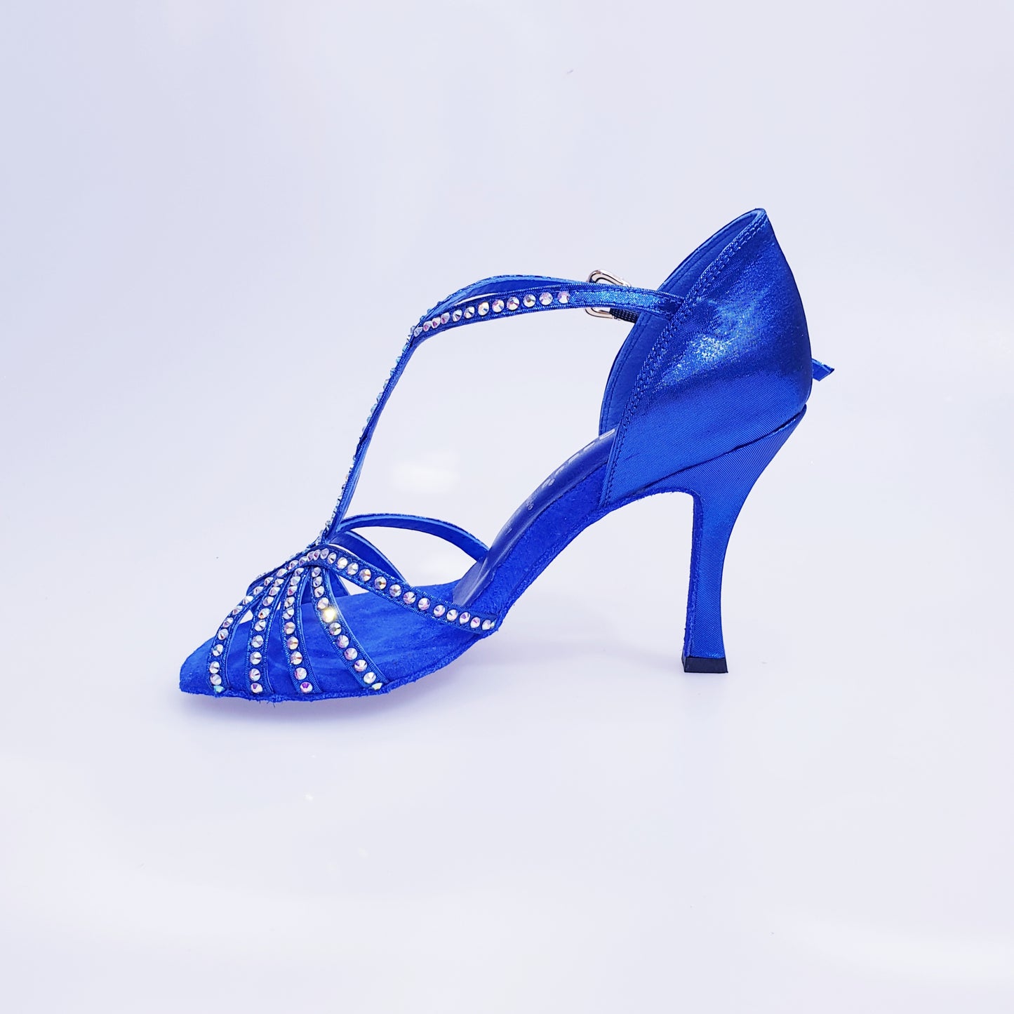 Scarpa da donna Infinity BI-Flex Wish Dance Shop in lurex blu royal e camoscio blu royal con Swarovski Boreali, suola Extraflex Competition