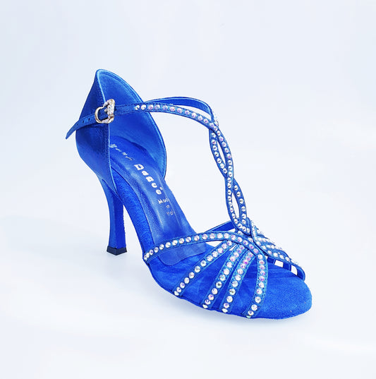 Scarpa da Donna in Lurex Blu Royal e Camoscio Blu Royal Infinity Wish Dance, vista laterale