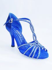 Load image into Gallery viewer, Infinity (BI-Flex) - Scarpa da Donna in Lurex Blu Royal e Camoscio Blu Royal con Swarovski Boreali Parziali solo avanti e Fondo Extraflex Competition
