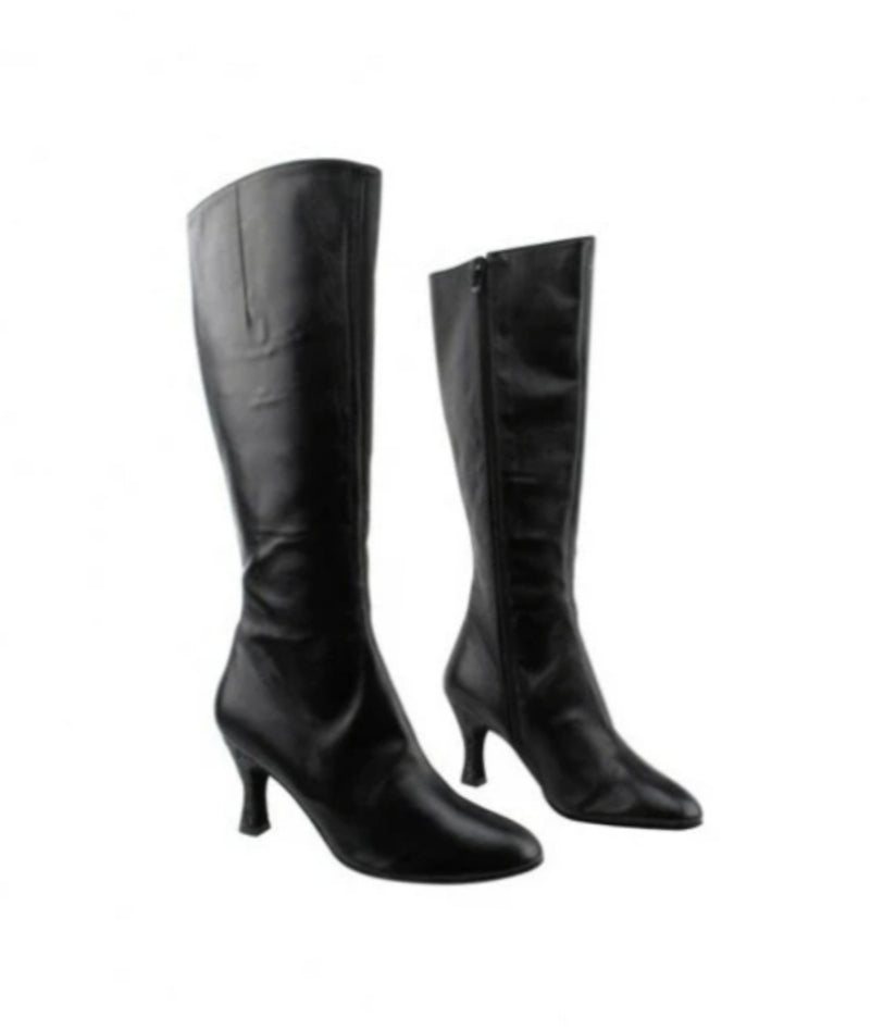 Stivali neri in pelle Wish Dance Shop D-4 S42 Zip, alti sotto ginocchio con chiusura zip laterale, stile elegante e moderno