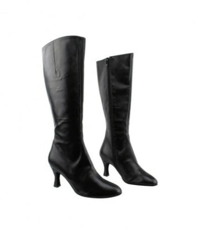 Stivali neri in pelle Wish Dance Shop D-4 S42 Zip, alti sotto ginocchio con chiusura zip laterale, stile elegante e moderno