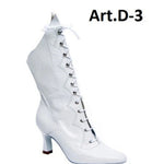 Load image into Gallery viewer, D-3 Pairè (L / B / Jo) - White Leather Boot Front Closure with Laced Frogs
