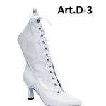 Load image into Gallery viewer, D-3 Pairè (L / B / Jo) - White Leather Boot Front Closure with Laced Frogs
