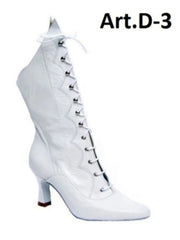 Carica immagine nella Galleria, D-3 Pairè (L/B/Jo) - Stivale in Pelle Bianca Chiusura anteriore con Alamari a Stringhe
