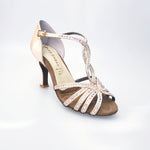 Carica immagine nella Galleria, Infinity (BI-Flex) - Scarpa Da Donna in Raso Seta Carne con Swarovski Parziali solo avanti e Fondo Extraflex Competition
