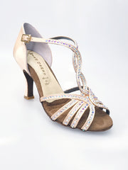 Load image into Gallery viewer, Infinity (BI-Flex) - Scarpa Da Donna in Raso Seta Carne con Swarovski Parziali solo avanti e Fondo Extraflex Competition

