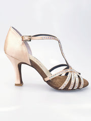 Load image into Gallery viewer, Infinity (BI-Flex) - Scarpa Da Donna in Raso Seta Carne con Swarovski Parziali solo avanti e Fondo Extraflex Competition
