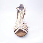 Carica immagine nella Galleria, Infinity (BI-Flex) - Scarpa Da Donna in Raso Seta Carne con Swarovski Parziali solo avanti e Fondo Extraflex Competition
