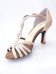 Load image into Gallery viewer, Infinity (BI-Flex) - Scarpa Da Donna in Raso Seta Carne con Swarovski Parziali solo avanti e Fondo Extraflex Competition
