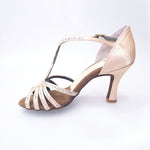 Carica immagine nella Galleria, Infinity (BI-Flex) - Scarpa Da Donna in Raso Seta Carne con Swarovski Parziali solo avanti e Fondo Extraflex Competition
