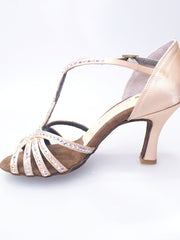 Load image into Gallery viewer, Infinity (BI-Flex) - Scarpa Da Donna in Raso Seta Carne con Swarovski Parziali solo avanti e Fondo Extraflex Competition
