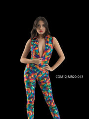 Load image into Gallery viewer, DENISE Fantasy Zip - Jumpsuit in Microfibra Traspirante Bielastica Modellante Contenitivo containment Fantasia Picasso multicolor
