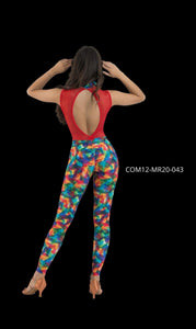 DENISE Fantasy Zip - Jumpsuit in Microfibra Traspirante Bielastica Modellante Contenitivo containment Fantasia Picasso multicolor
